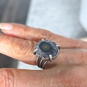 Silver Amethyst Geode Ring